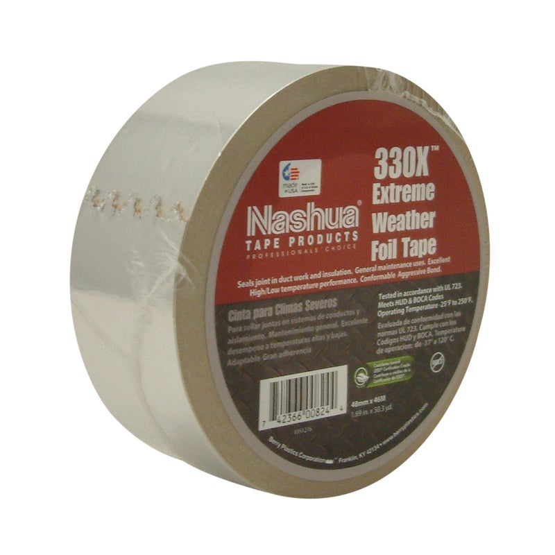Nashua 330X Extreme Weather HVAC Foil, Metal, Aluminum Repair Tape, 3.5 mil Thick, 46m Length, 72 mm Width - Image 2